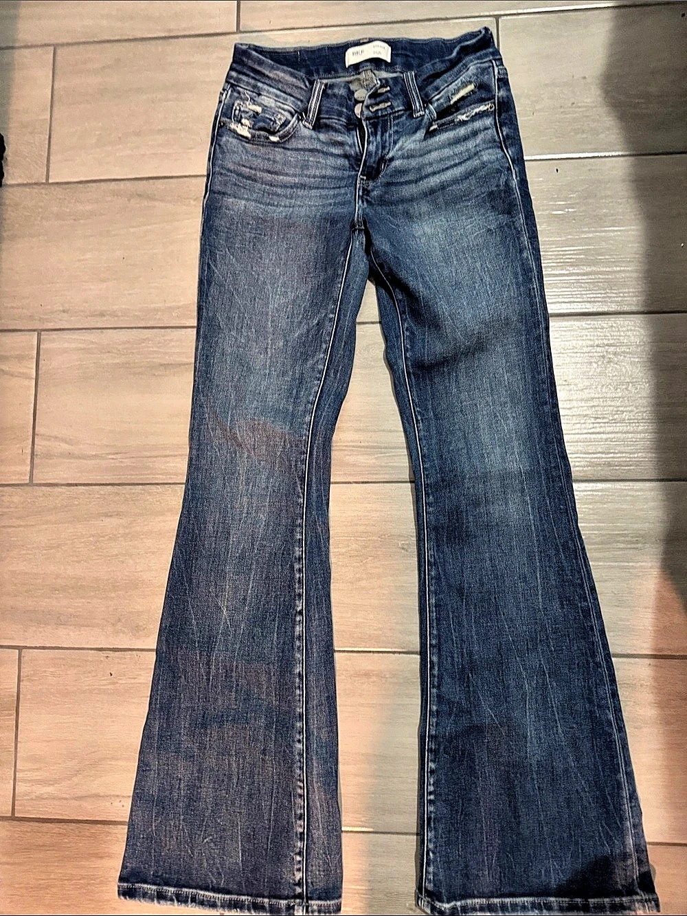 BKE Stella Slim Fit Low Rise Flare Jeans in Blue